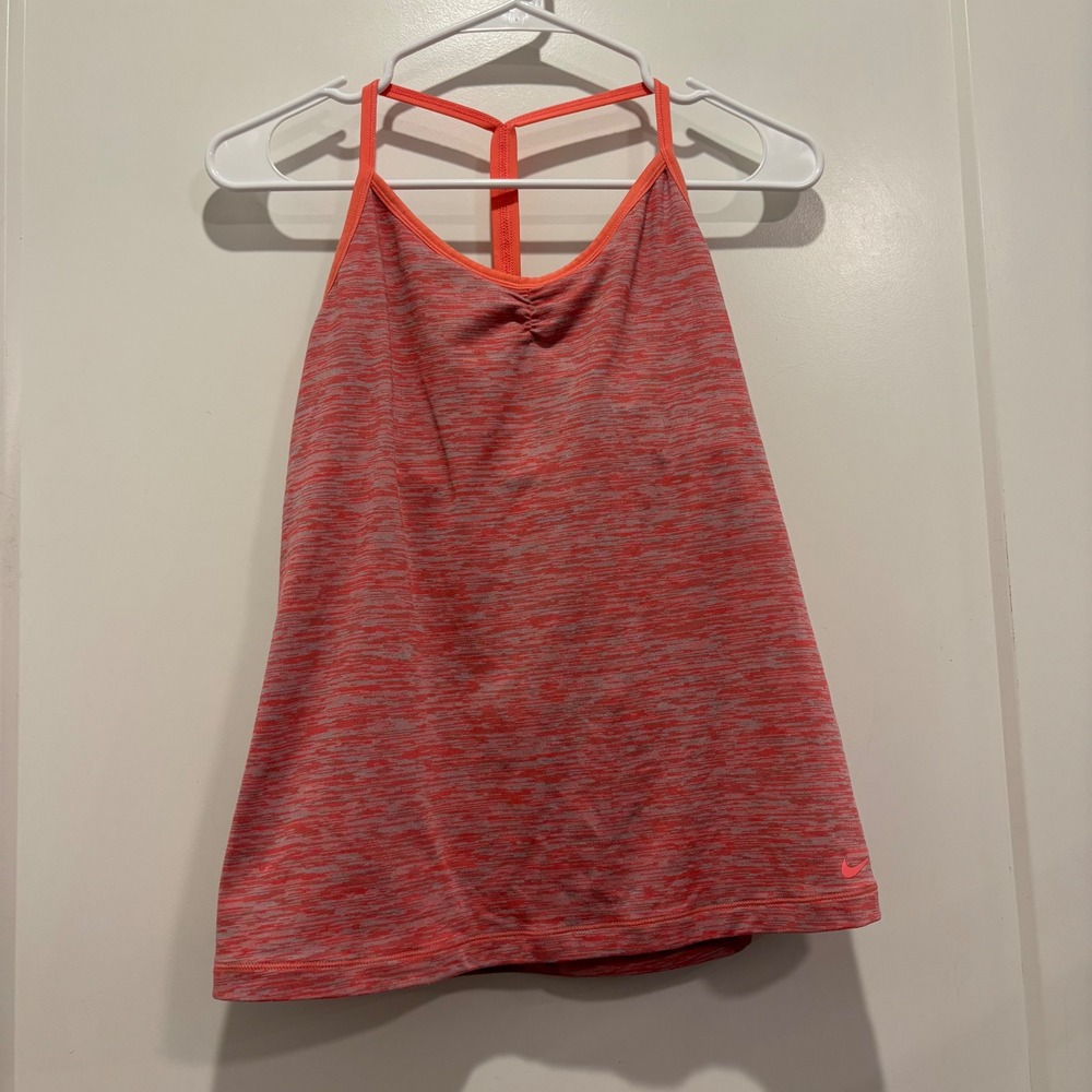 Nike Dri-FIT Slim Fit Tank Top Orange Pink Space Dye T-Back Small